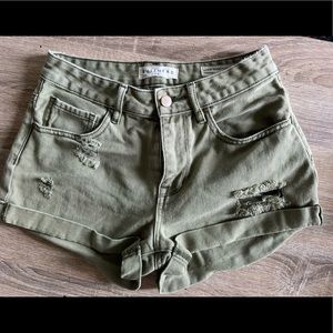 Pac Sun green denim shorts